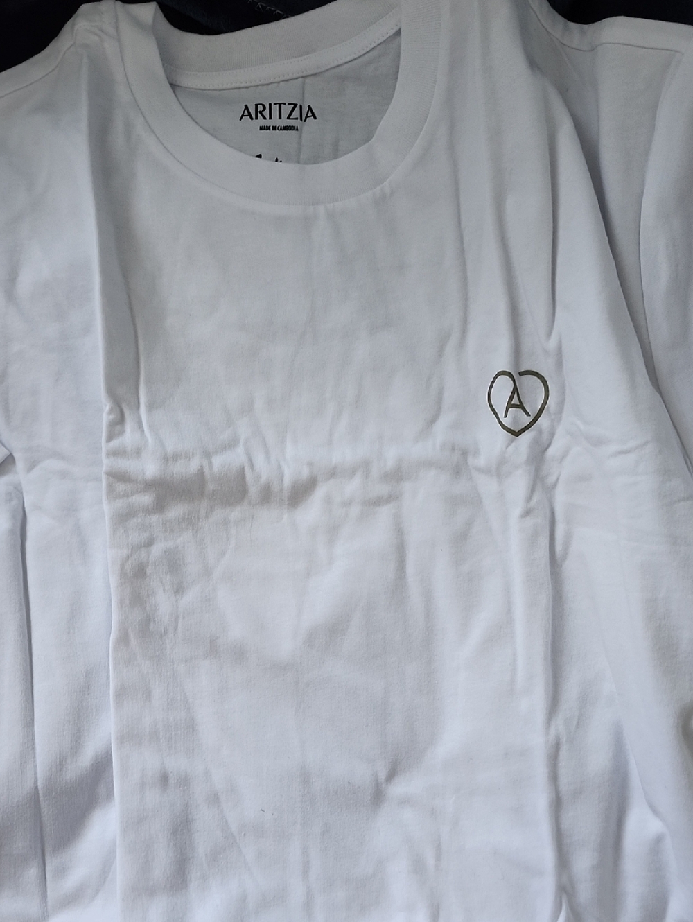 Aritzia White Crewneck Tee with Heart 'A' Chest Logo